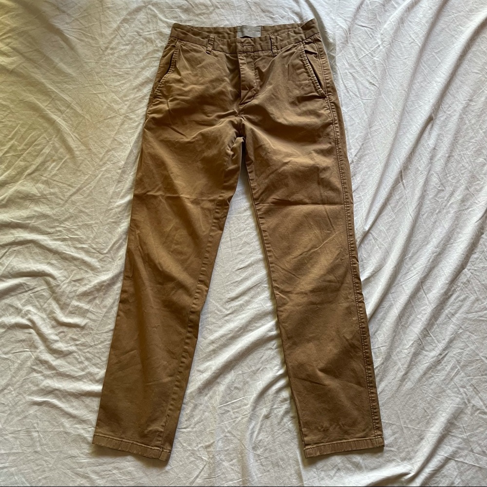 EVERLANE TAN HIGH WAIST KHAKI STRAIGHT LEG